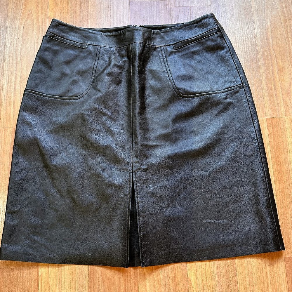 VTG KENAR Butter Soft Lamb Leather Chocolate Brown Skirt Women's Sz 10, $20